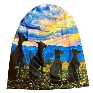 NEW Men Women's ‘Four Greyhound Dogs’ Whippet Italian Greyhound Skullies Beanies